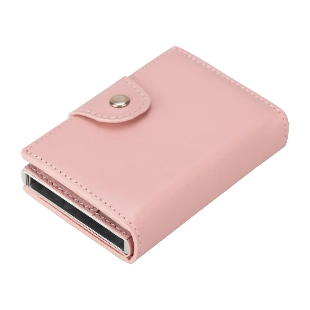 Pink Leather Pop-Up RFID Blocking Detachable Cardholder Wallet - Bomonti Goods