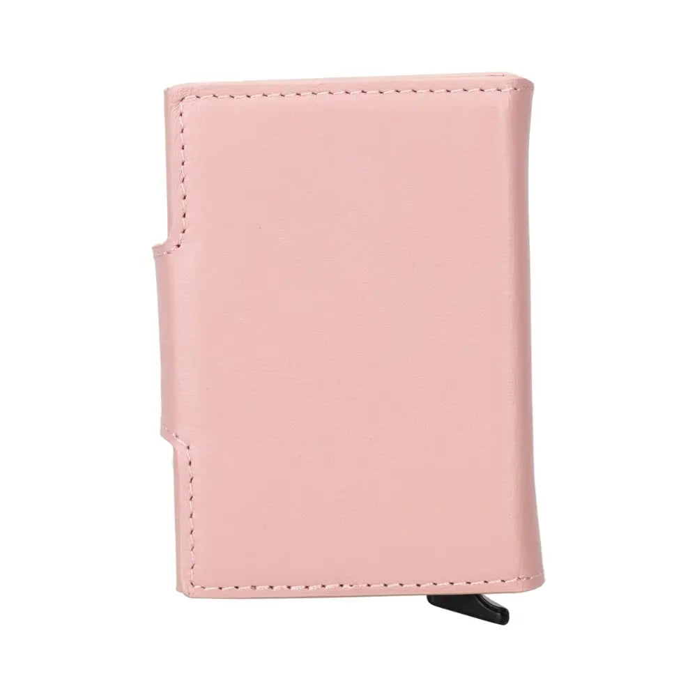 Pink Leather Pop-Up RFID Blocking Detachable Cardholder Wallet - Bomonti Goods