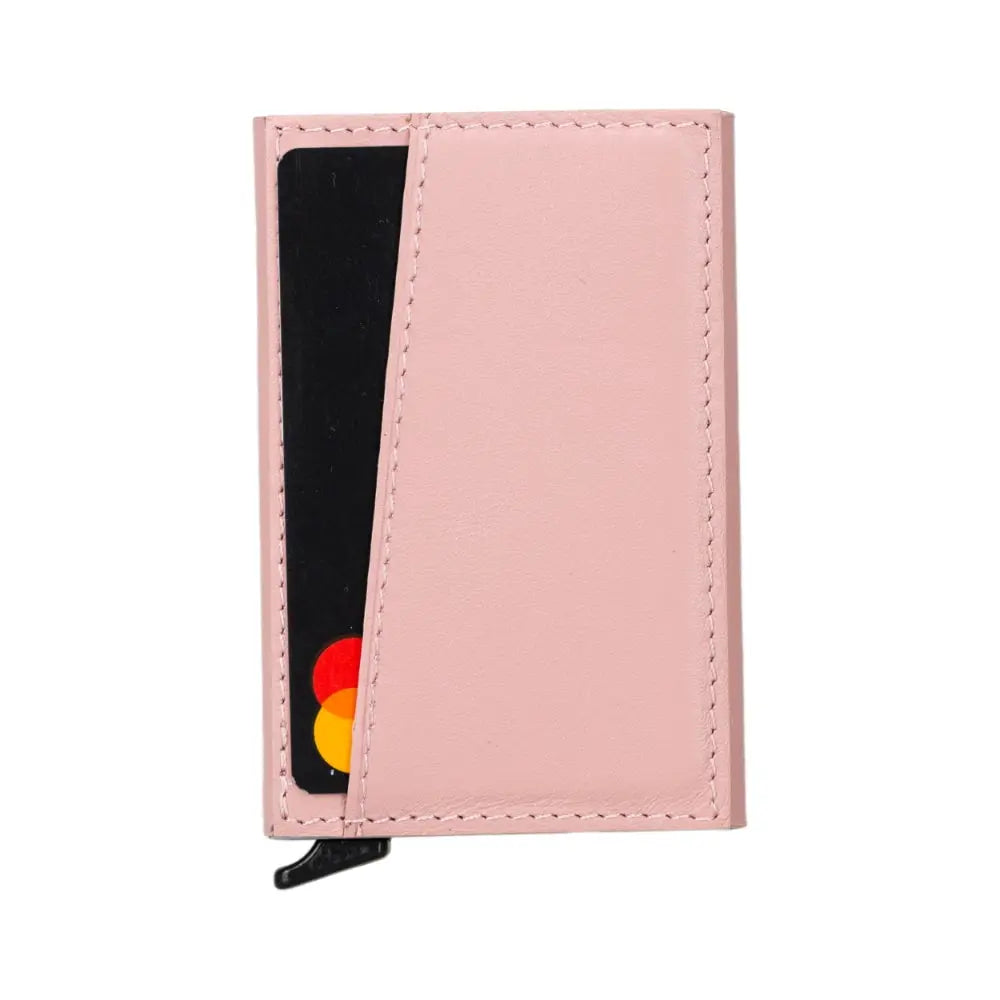 Pink Leather Pop-Up RFID Blocking Detachable Cardholder Wallet - Bomonti Goods