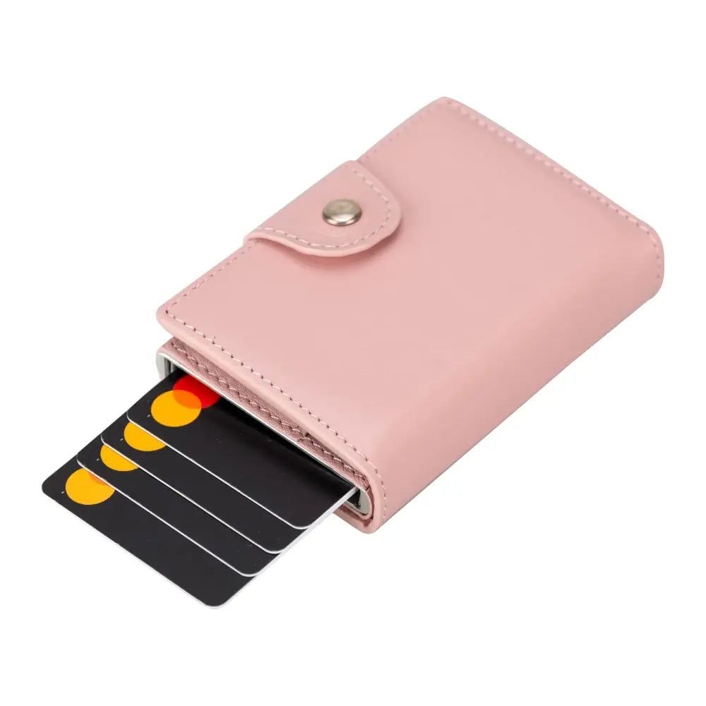 Pink Leather Pop-Up RFID Blocking Detachable Cardholder Wallet - Bomonti Goods