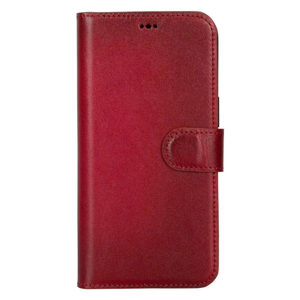 Red Leather iPhone 15 Pro Max Detachable Card Holder Wallet Case with Magsafe-Bomonti