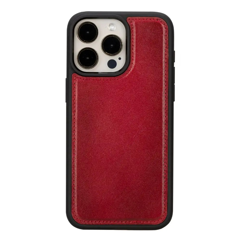 Red Leather iPhone 15 Pro Max Detachable Card Holder Wallet Case with Magsafe-Bomonti