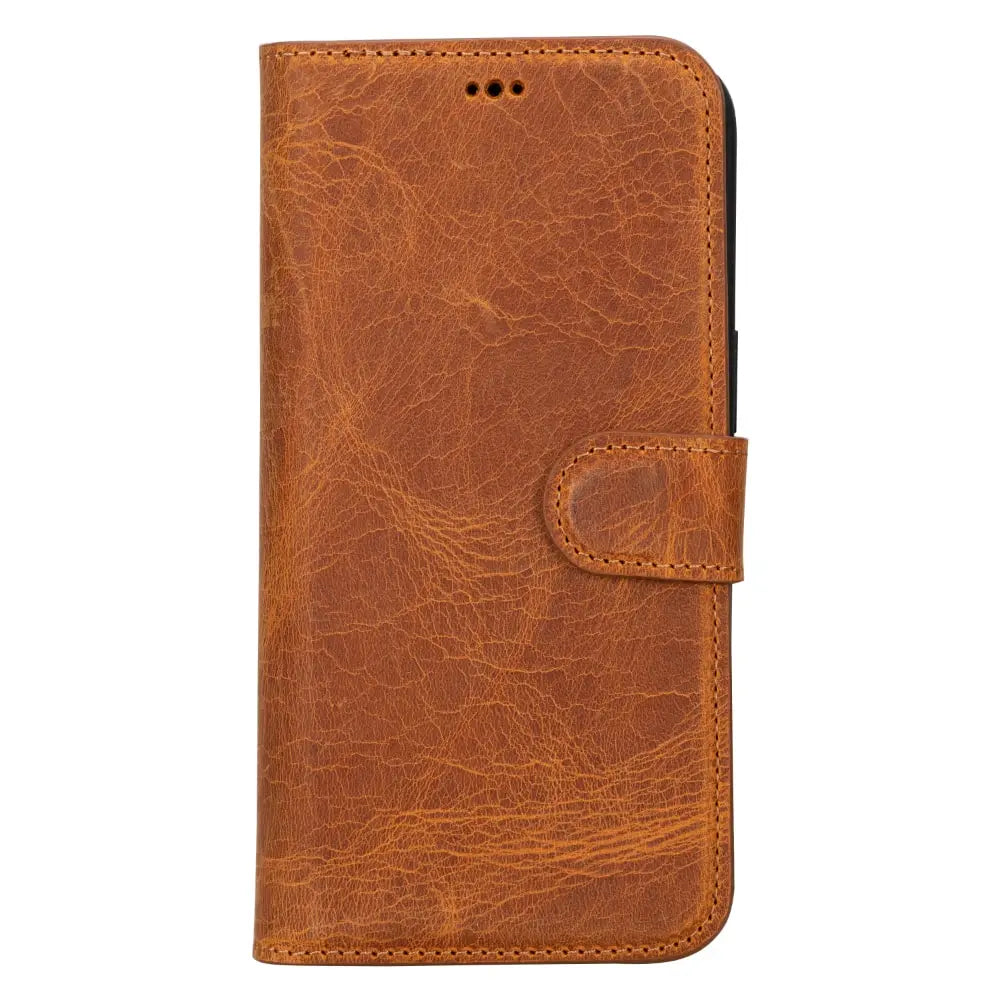 Rustic Brown Leather iPhone 15 Pro Max Detachable Card Holder Wallet Case with Magsafe-Bomonti