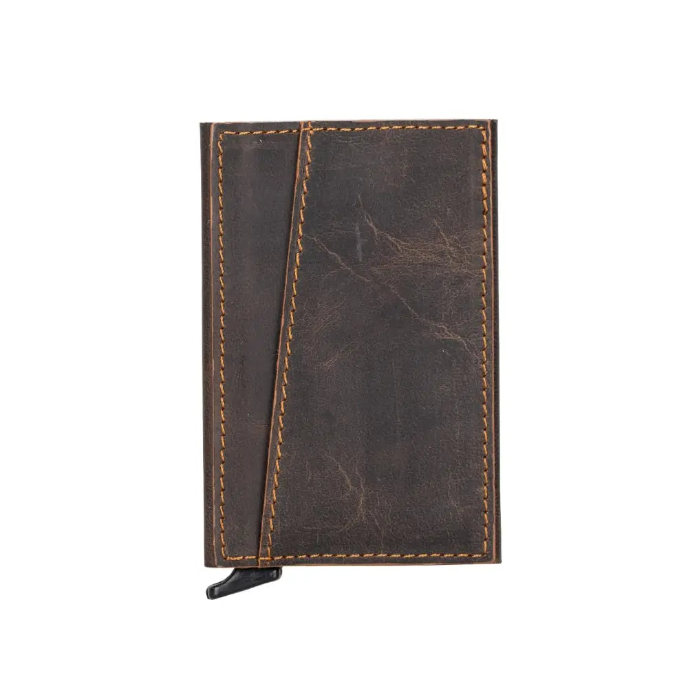 Tan Leather Pop-Up RFID Blocking Detachable Cardholder Wallet - Bomonti Goods