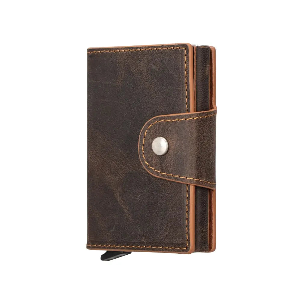 Tan Leather Pop-Up RFID Blocking Detachable Cardholder Wallet - Bomonti Goods