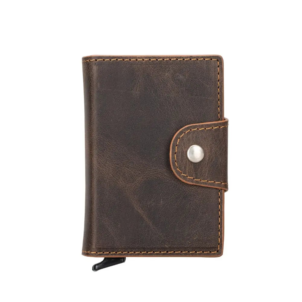 Tan Leather Pop-Up RFID Blocking Detachable Cardholder Wallet - Bomonti Goods