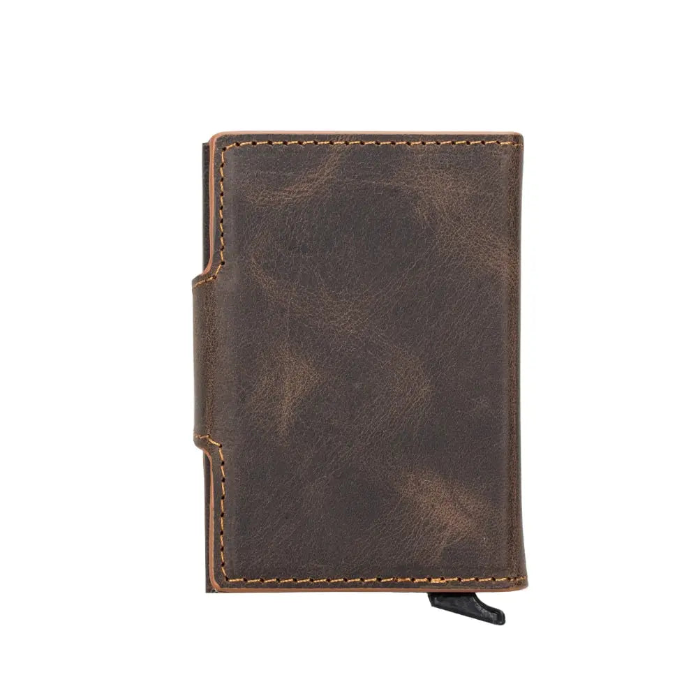 Tan Leather Pop-Up RFID Blocking Detachable Cardholder Wallet - Bomonti Goods