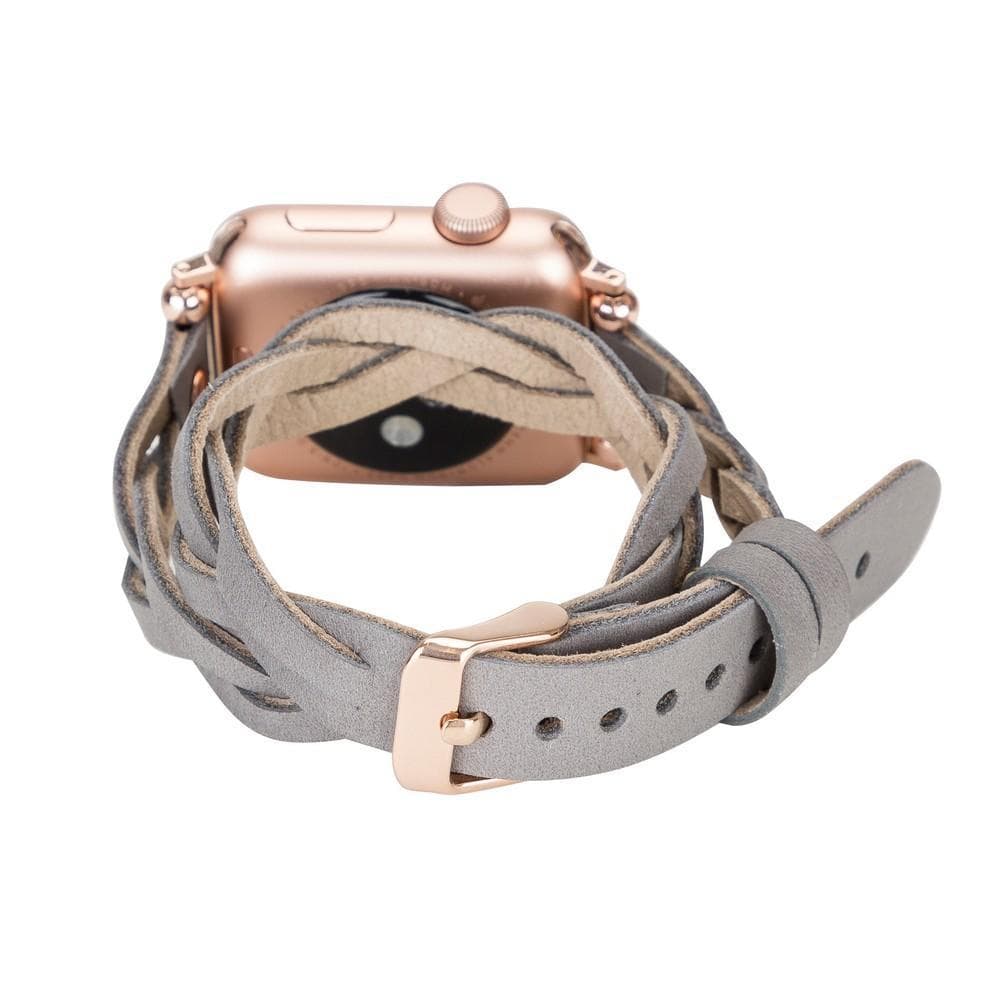 B2B - Leather Apple Watch Bands - Ferro Braided DT Peggy Rose Gold Trok Style Bomonti