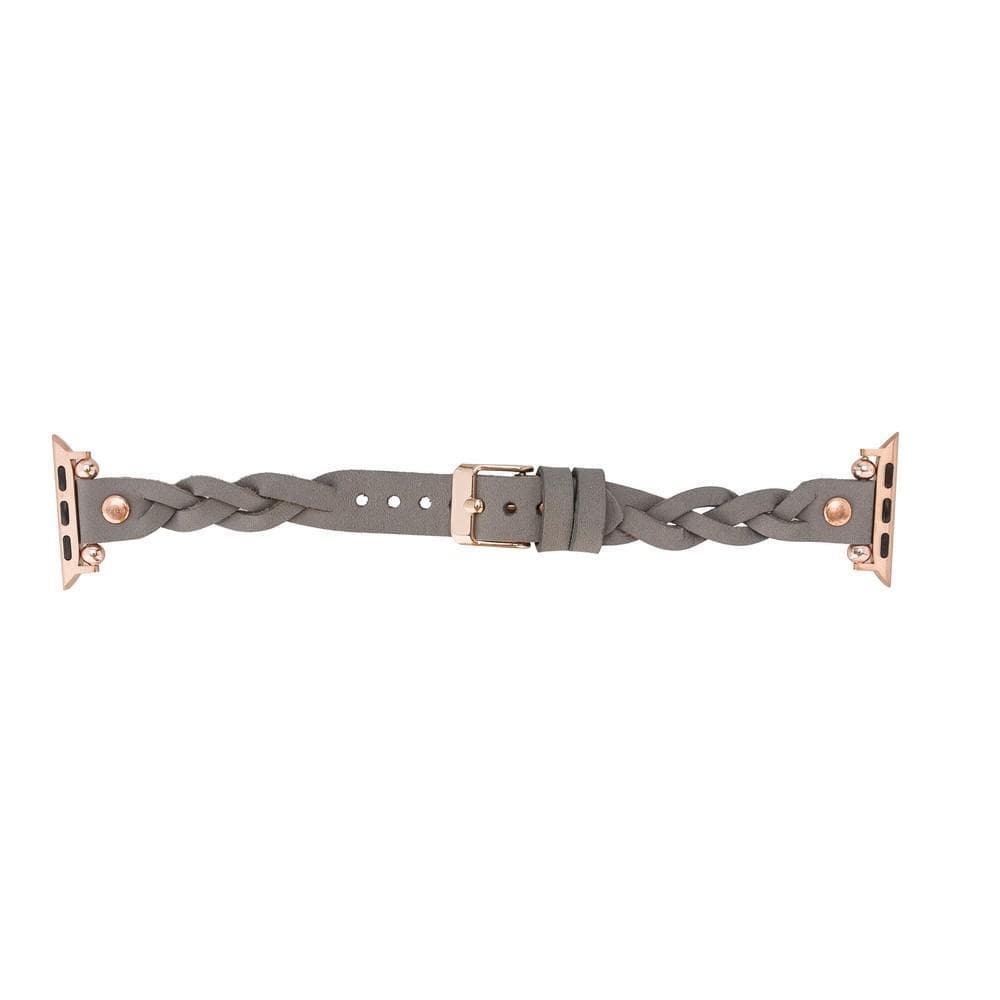 B2B - Leather Apple Watch Bands - Ferro Braided Wanda Rose Gold Trok Style Bomonti