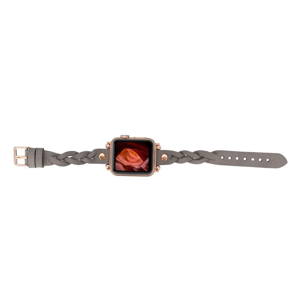 B2B - Leather Apple Watch Bands - Ferro Braided Wanda Rose Gold Trok Style Bomonti