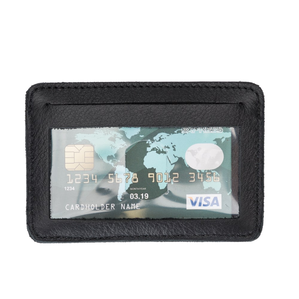 Black Leather Minimalist Coin Wallet Purse - Bomonti - 2