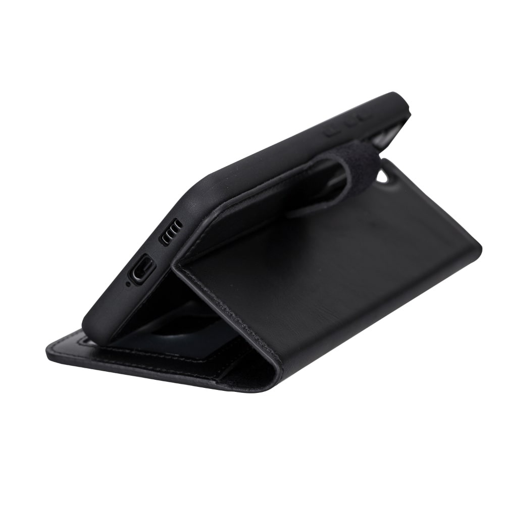Black Leather Samsung Galaxy S22+ Wallet Case with Card Holder - Bomonti Leather - 7