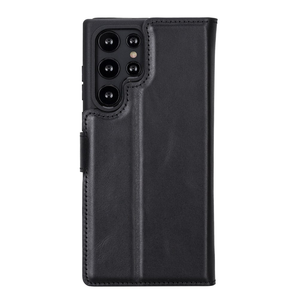 Black Leather Samsung Galaxy S22 Ultra Wallet Case with S Pen & Card Holder - Bomonti Leather - 2