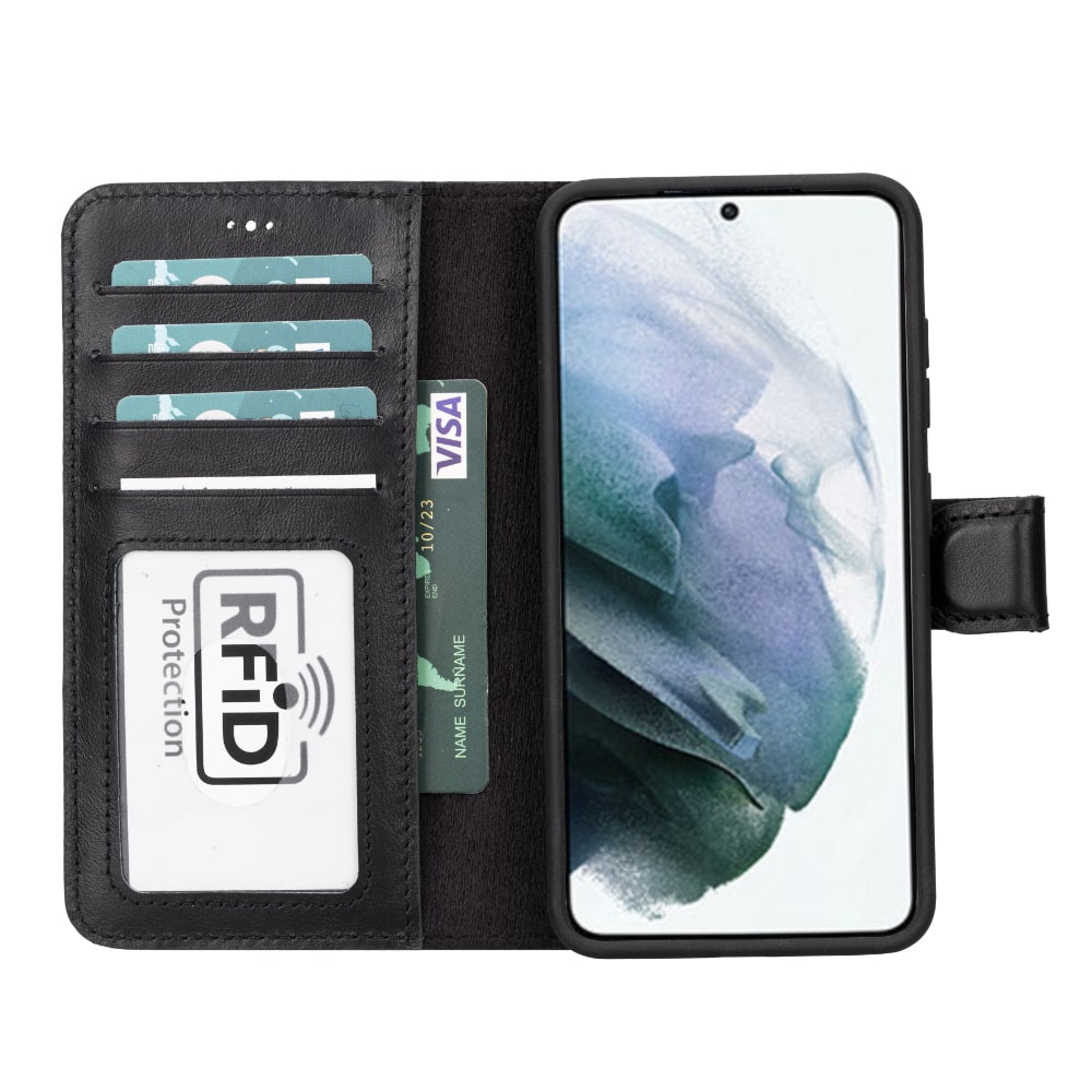 Black Leather Samsung Galaxy S23 Detachable Wallet Card Holder Cover Case - Bomonti - 2
