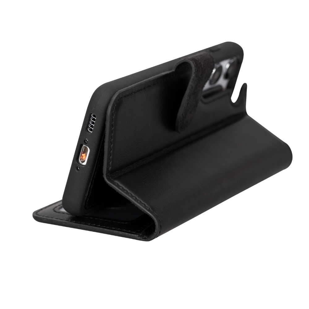 Black Leather Samsung Galaxy S23 Detachable Wallet Card Holder Cover Case - Bomonti - 8
