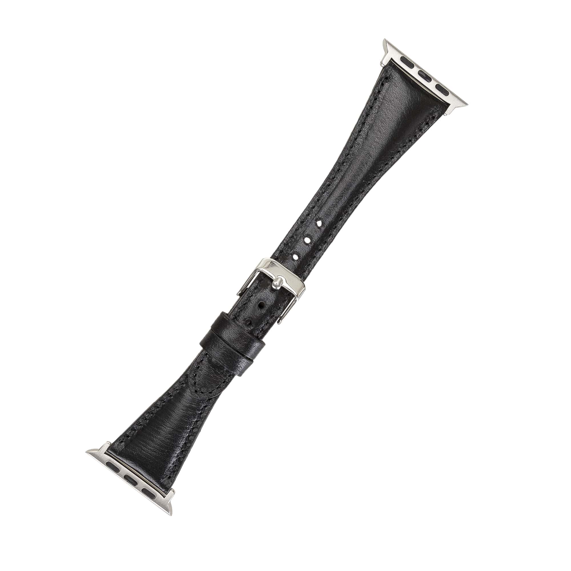 Buckingham Black Genuine Leather Apple Watch Band Strap 38mm 40mm 42mm 44mm 45mm for All Series - Bomonti - 4