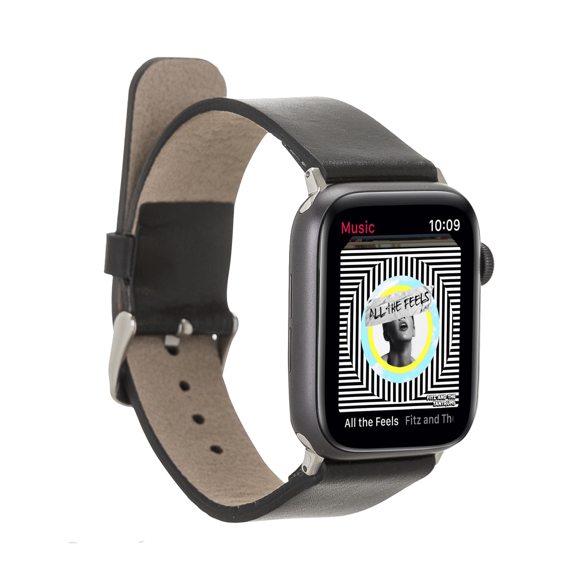 Cambridge Black Genuine Leather Apple Watch Band Strap 38mm 40mm 42mm 44mm 45mm for All Series - Bomonti - 1