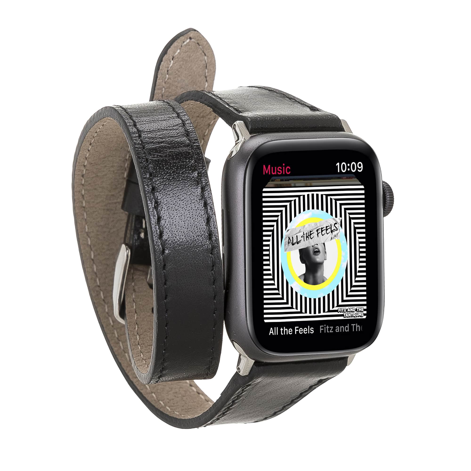 Chelsea Black Genuine Leather Apple Watch Band Strap 38mm 40mm 42mm 44mm 45mm for All Series - Bomonti - 1