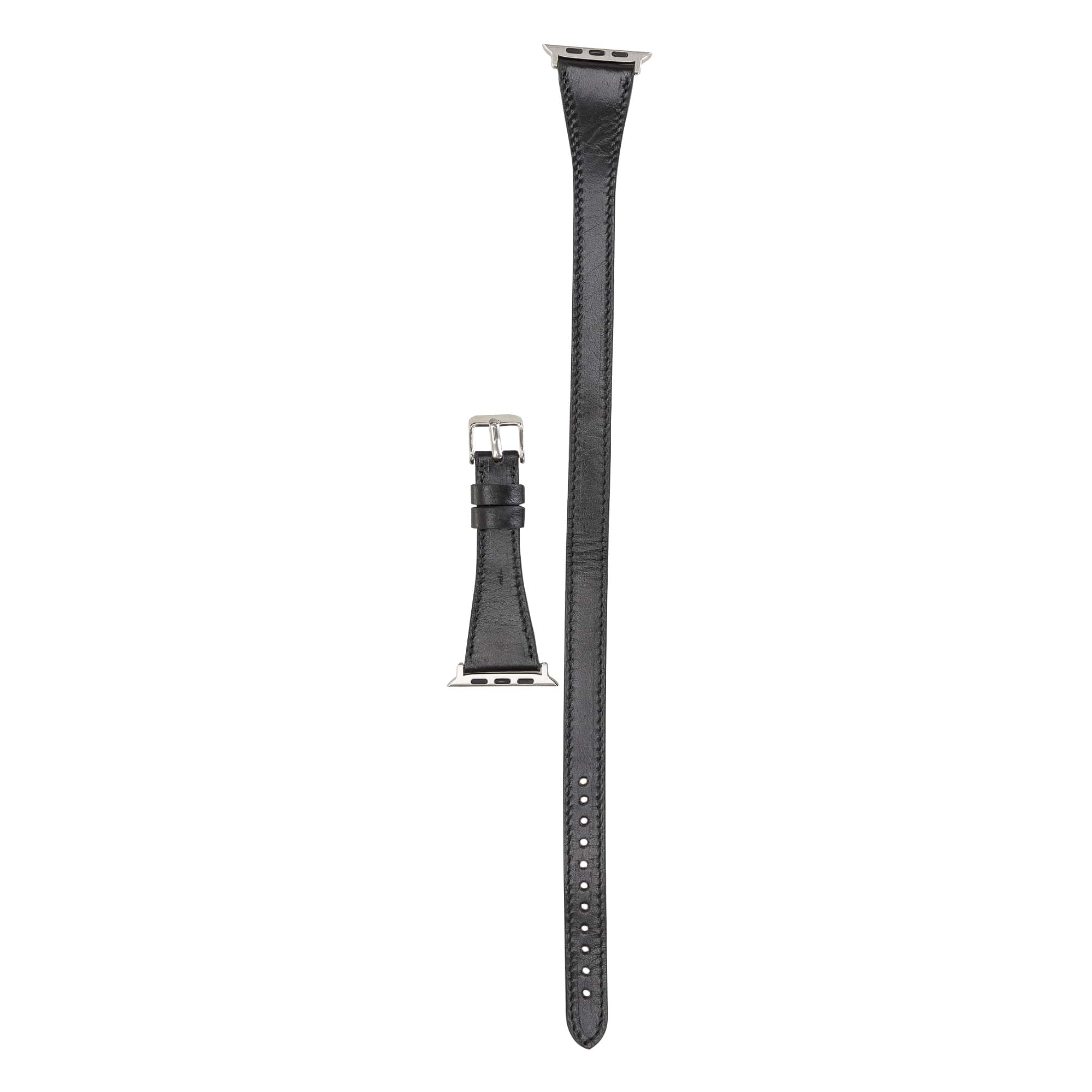 Chelsea Black Genuine Leather Apple Watch Band Strap 38mm 40mm 42mm 44mm 45mm for All Series - Bomonti - 4