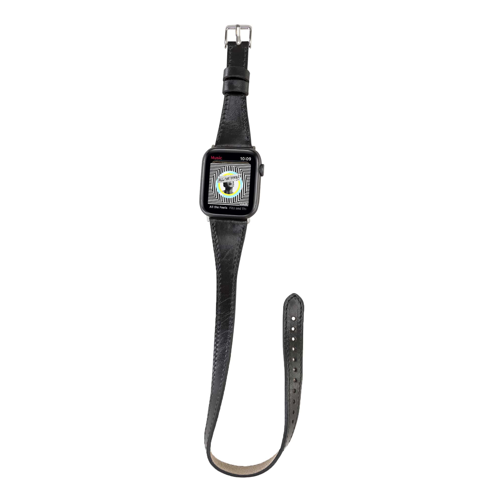 Chelsea Black Genuine Leather Apple Watch Band Strap 38mm 40mm 42mm 44mm 45mm for All Series - Bomonti - 5