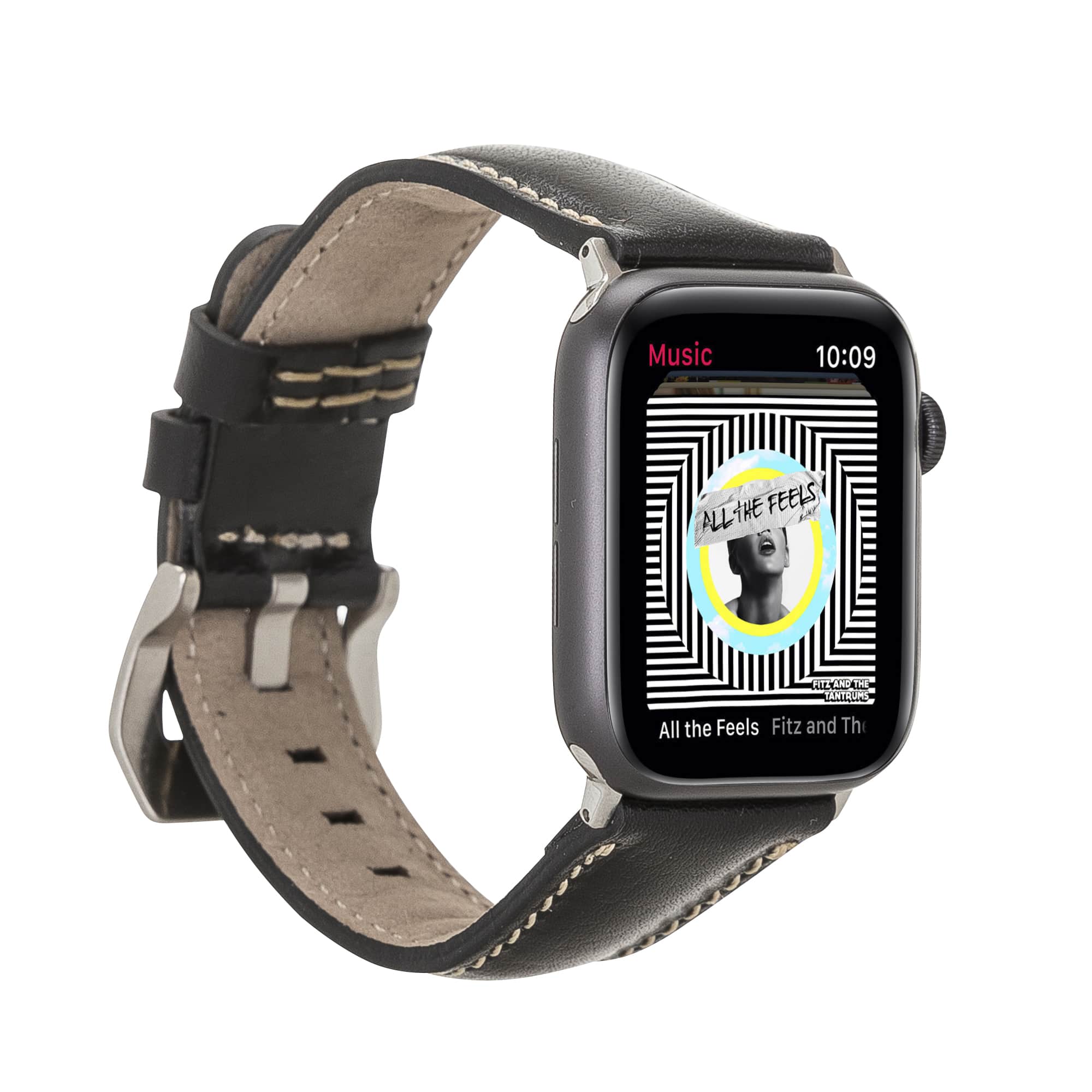 Harrow Black Genuine Leather Apple Watch Band Strap 38mm 40mm 42mm 44mm 45mm for All Series - Bomonti - 1
