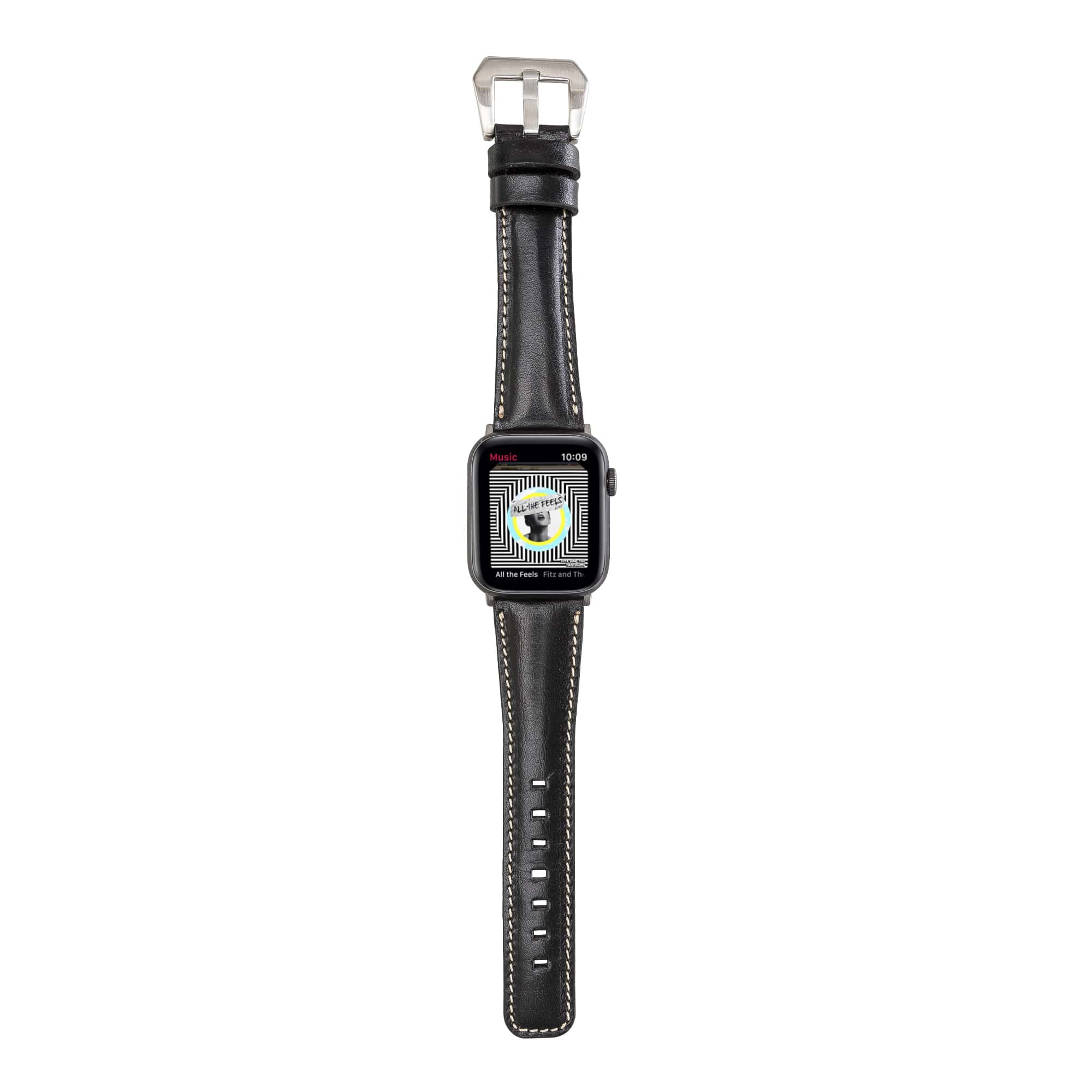 Harrow Black Genuine Leather Apple Watch Band Strap 38mm 40mm 42mm 44mm 45mm for All Series - Bomonti - 5