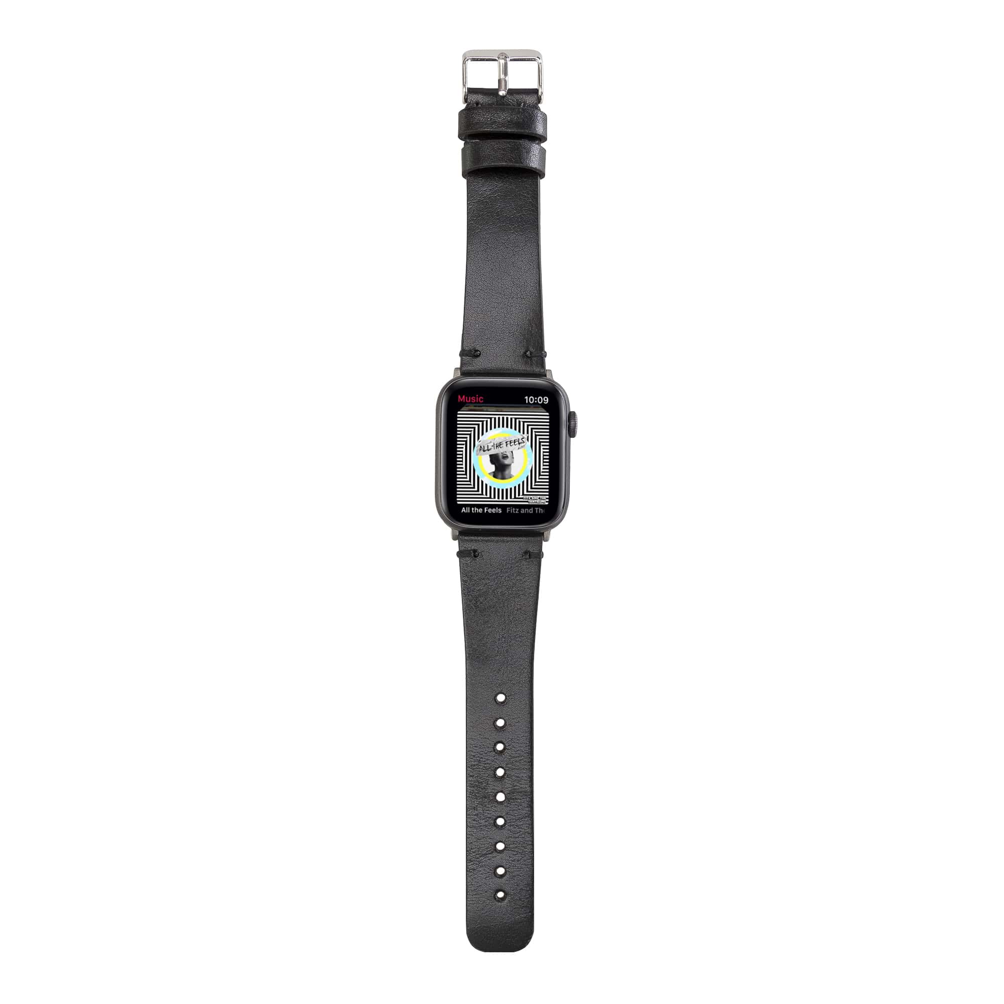 Kennington Black Genuine Leather Apple Watch Band Strap 38mm 40mm 42mm 44mm 45mm for All Series - Bomonti - 5