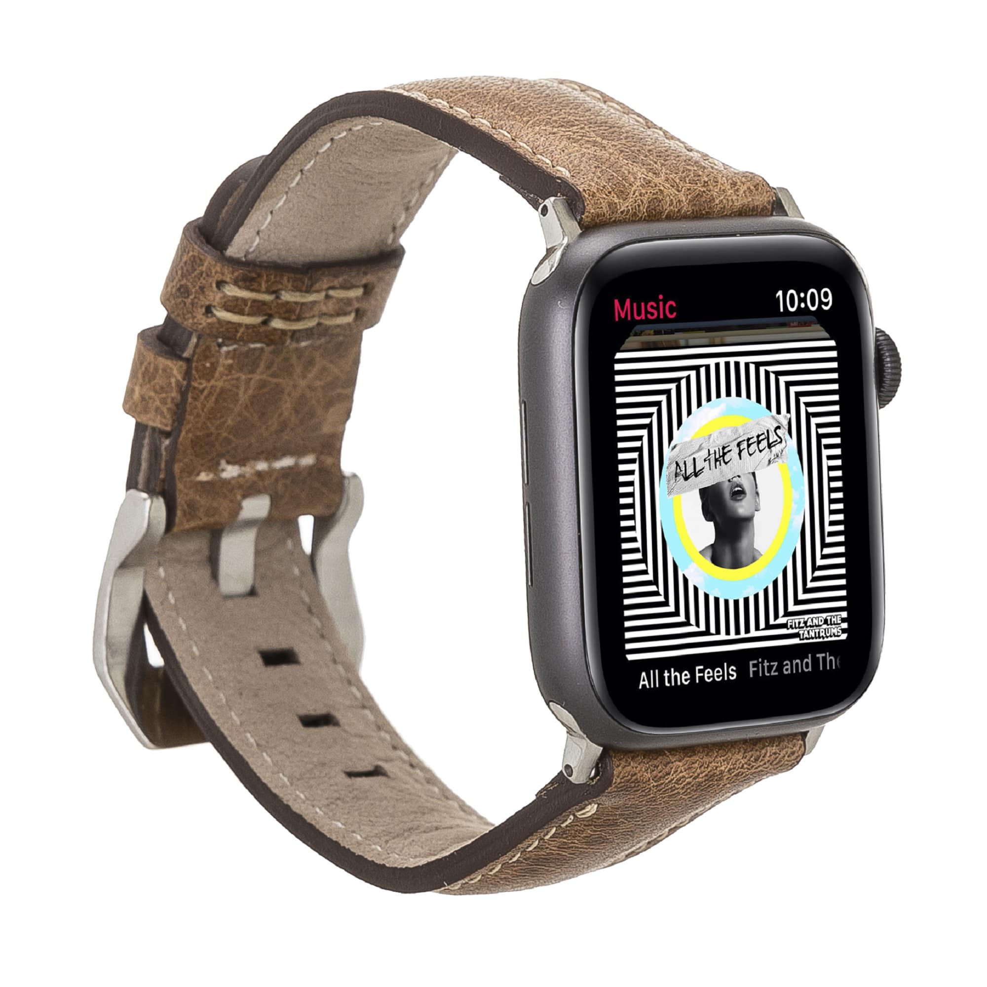 Kensington Classic Brown Genuine Leather Apple Watch Band Strap 38mm 40mm 42mm 44mm 45mm for All Series - Bomonti - 1
