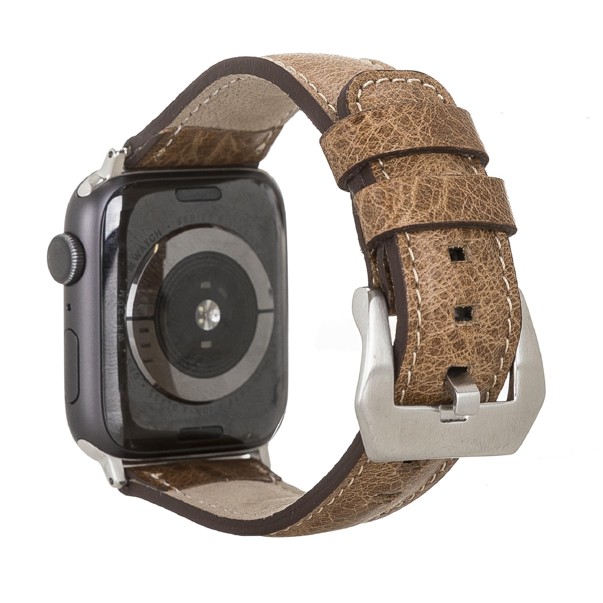 Kensington Classic Brown Genuine Leather Apple Watch Band Strap 38mm 40mm 42mm 44mm 45mm for All Series - Bomonti - 2