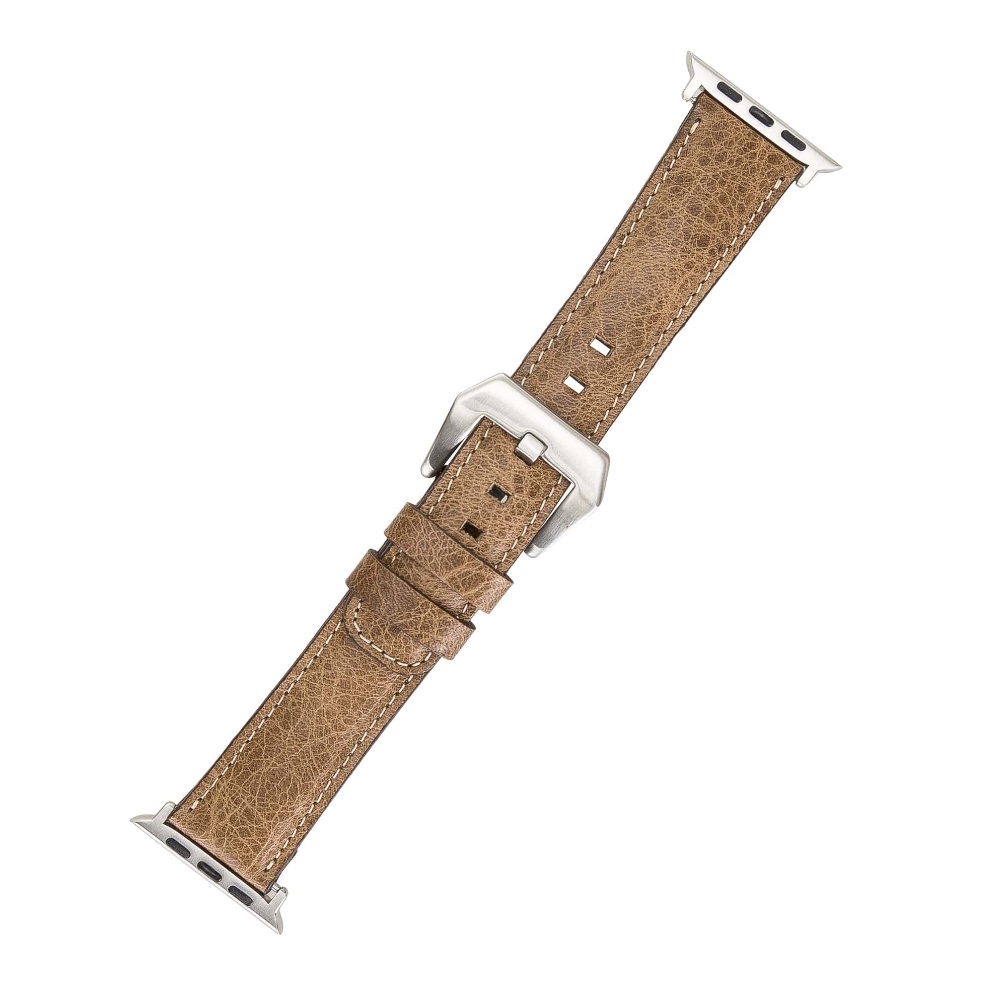 Kensington Classic Brown Genuine Leather Apple Watch Band Strap 38mm 40mm 42mm 44mm 45mm for All Series - Bomonti - 3