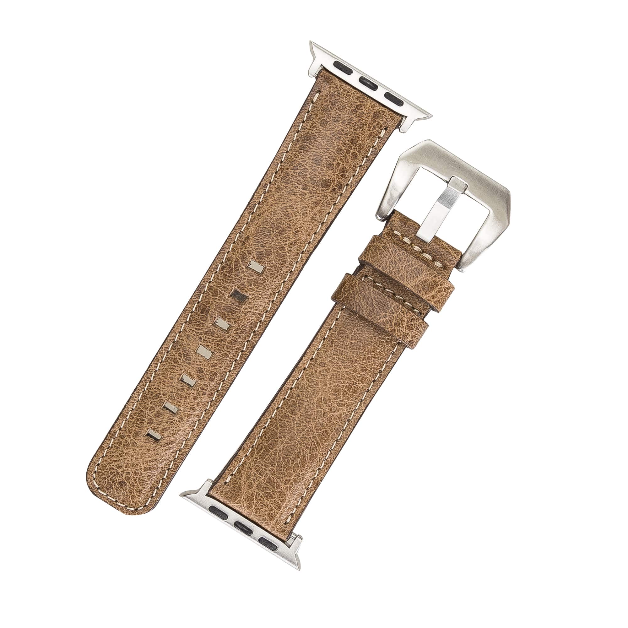 Kensington Classic Brown Genuine Leather Apple Watch Band Strap 38mm 40mm 42mm 44mm 45mm for All Series - Bomonti - 4