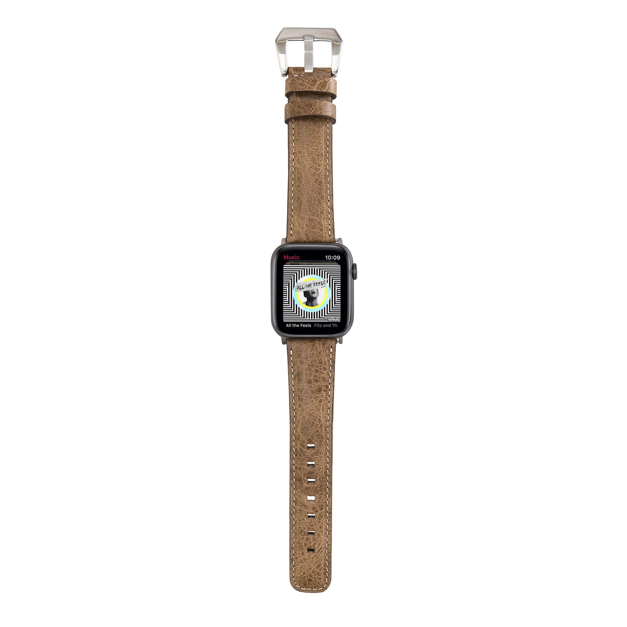 Kensington Classic Brown Genuine Leather Apple Watch Band Strap 38mm 40mm 42mm 44mm 45mm for All Series - Bomonti - 5