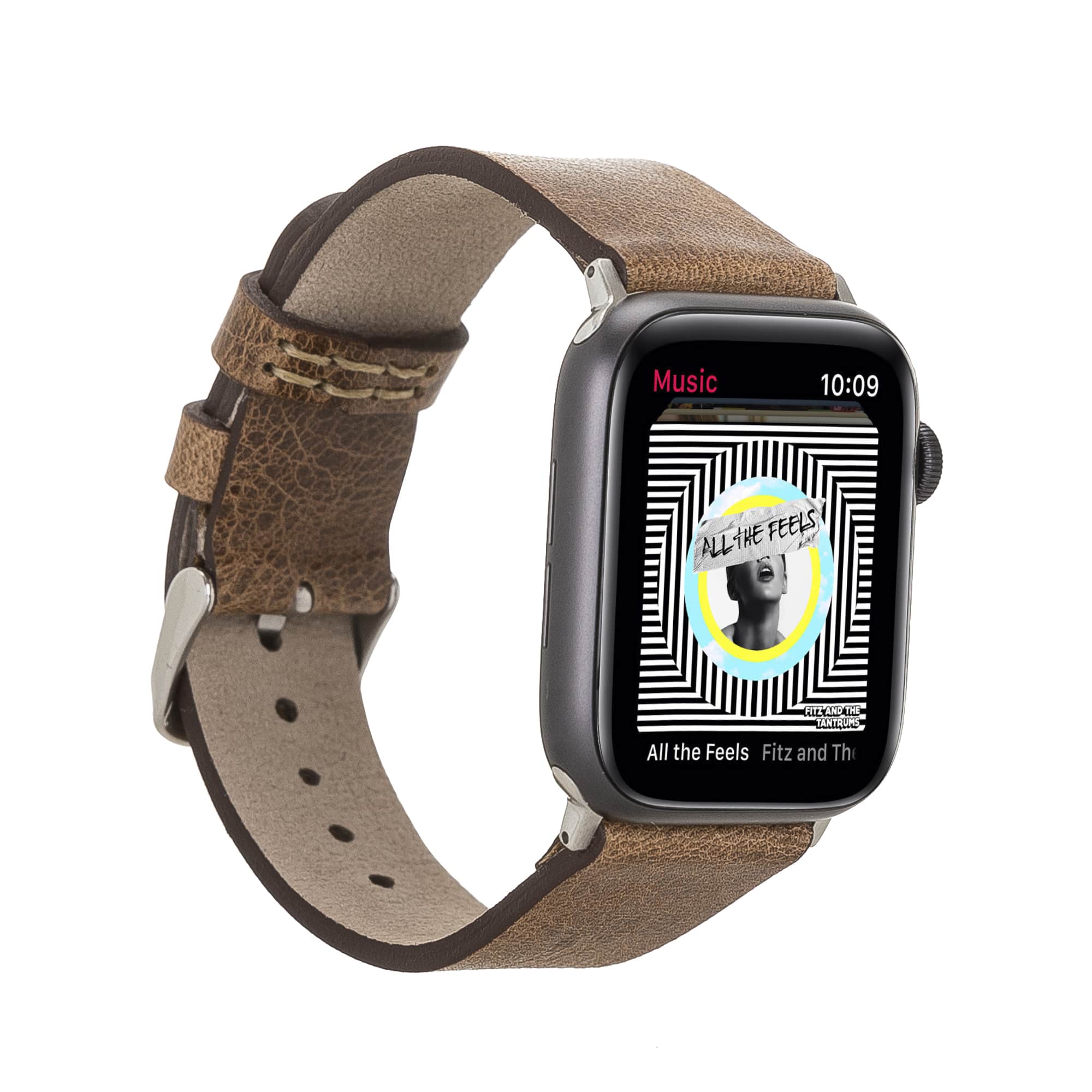 Kenwood Classic Brown Genuine Leather Apple Watch Band Strap 38mm 40mm 42mm 44mm 45mm for All Series - Bomonti - 1