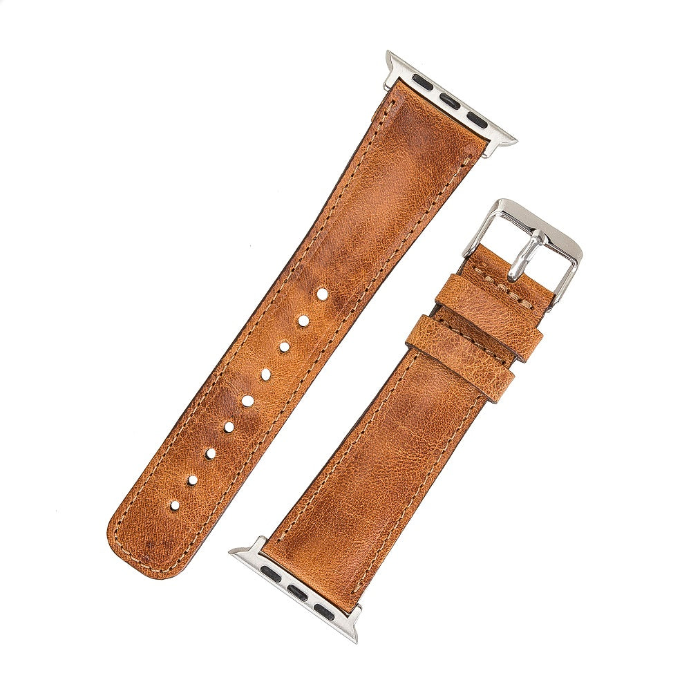 Westminster Elite Brown Genuine Leather Apple Watch Band Strap 38mm 40mm 42mm 44mm 45mm for All Series - Bomonti - 4