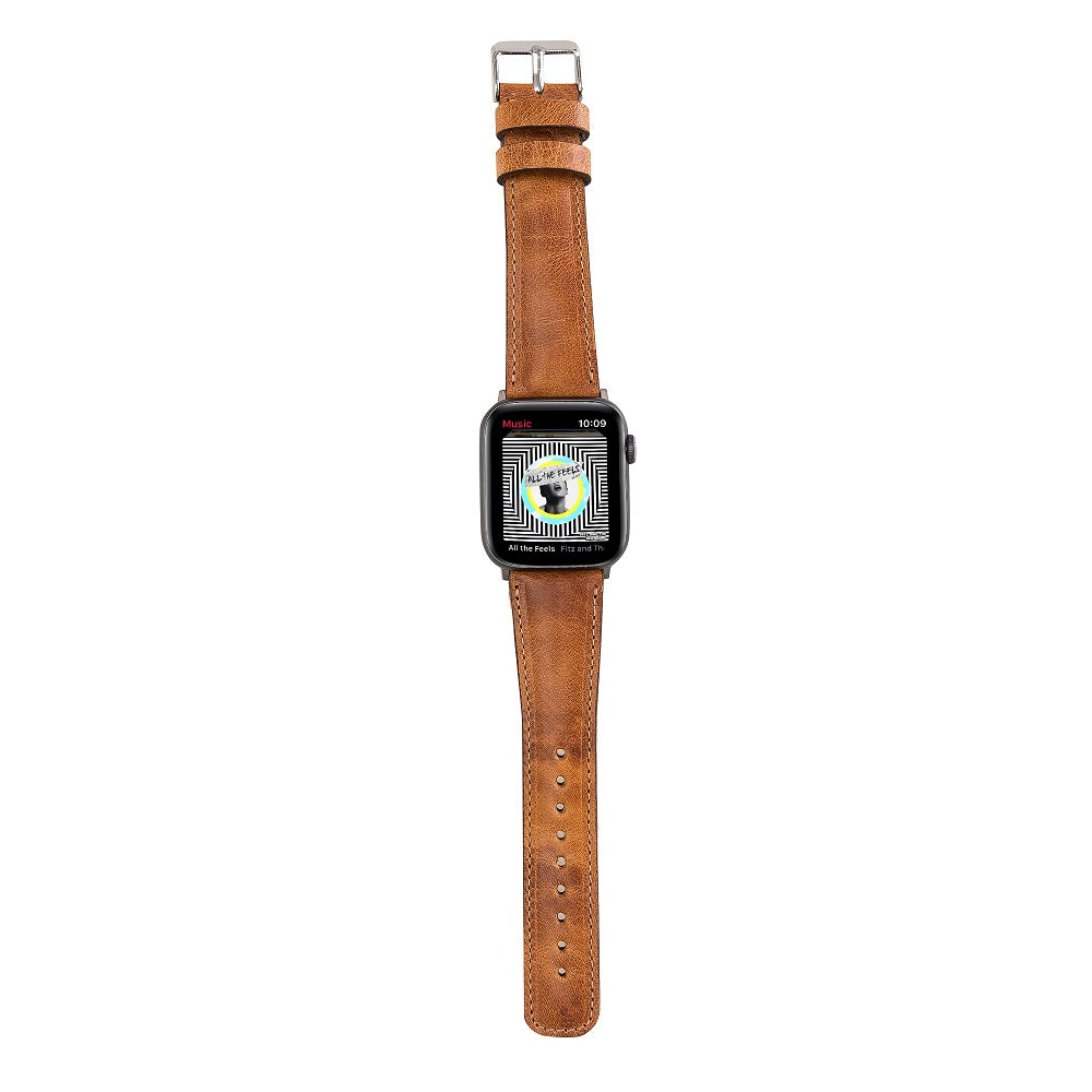 Westminster Elite Brown Genuine Leather Apple Watch Band Strap 38mm 40mm 42mm 44mm 45mm for All Series - Bomonti - 5