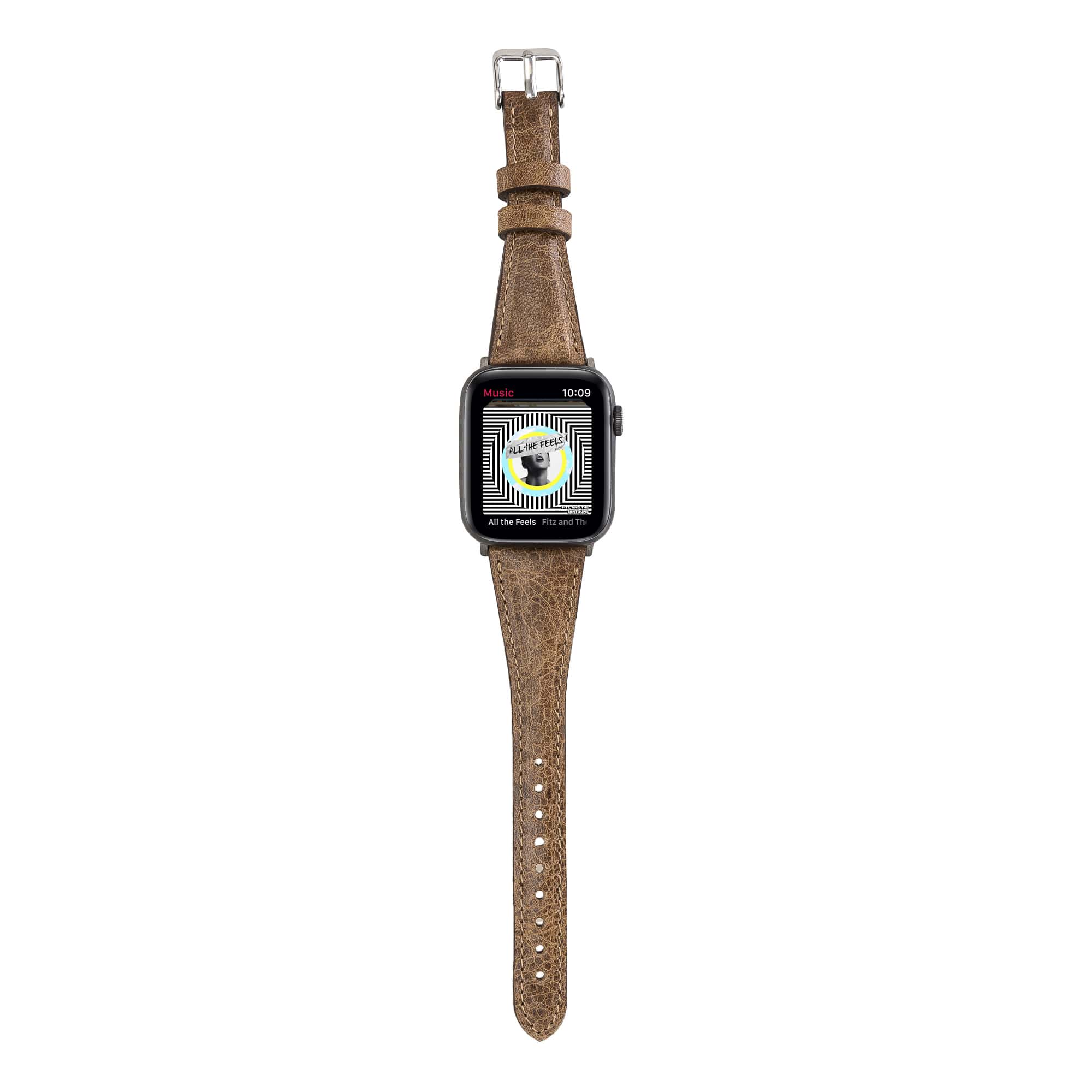Manchester Classic Brown Genuine Leather Apple Watch Band Strap 38mm 40mm 42mm 44mm 45mm for All Series - Bomonti - 5