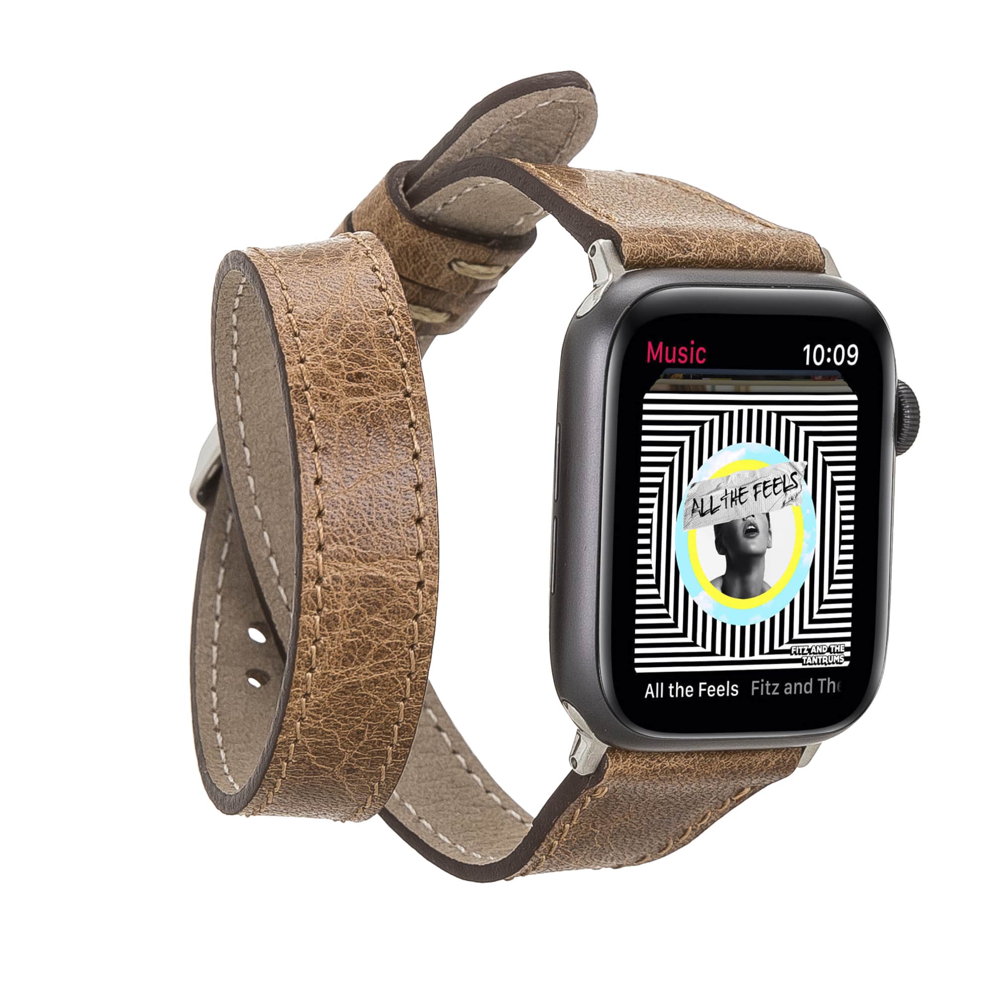 Newcastle Classic Brown Genuine Leather Apple Watch Band Strap 38mm 40mm 42mm 44mm 45mm for All Series - Bomonti - 1