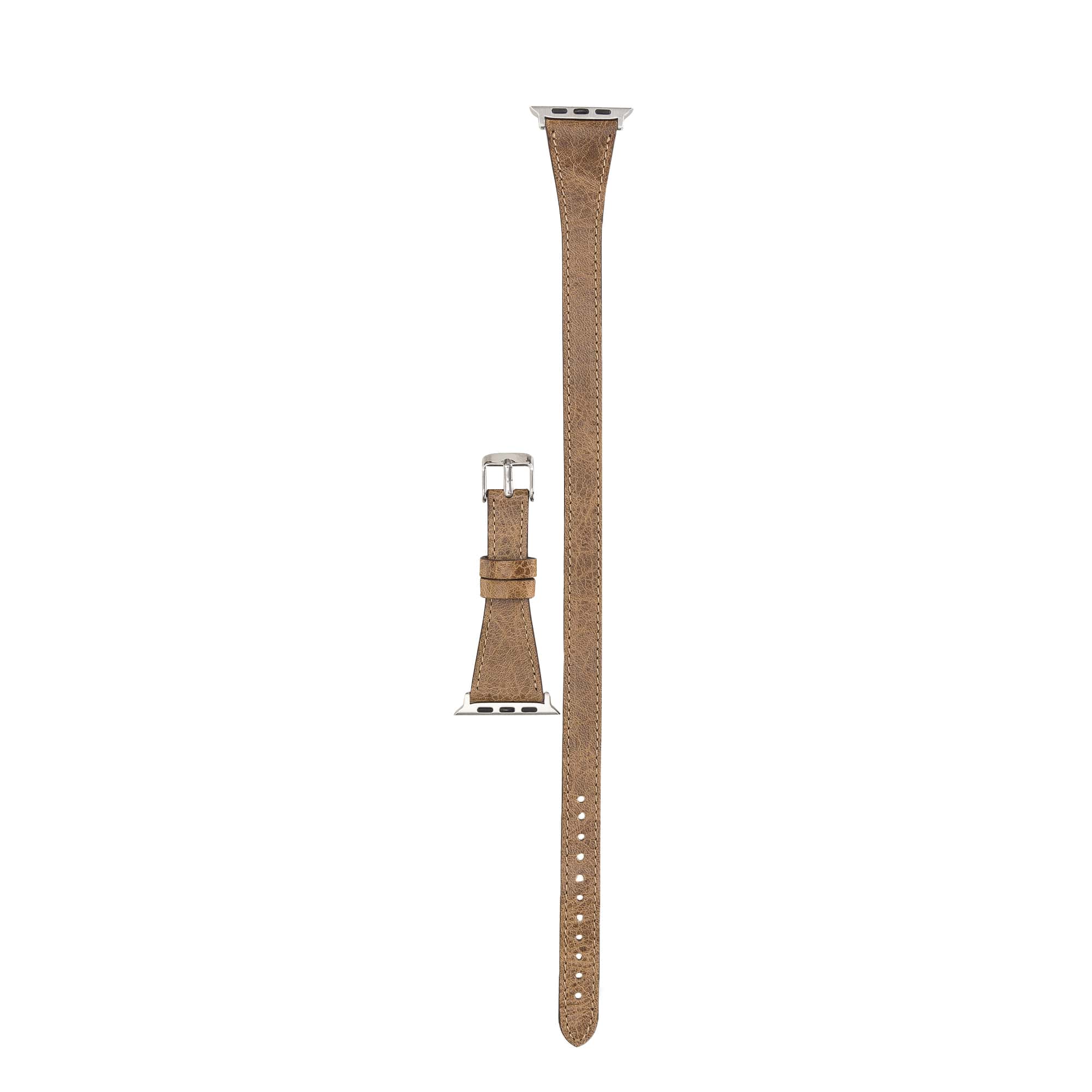 Newcastle Classic Brown Genuine Leather Apple Watch Band Strap 38mm 40mm 42mm 44mm 45mm for All Series - Bomonti - 4