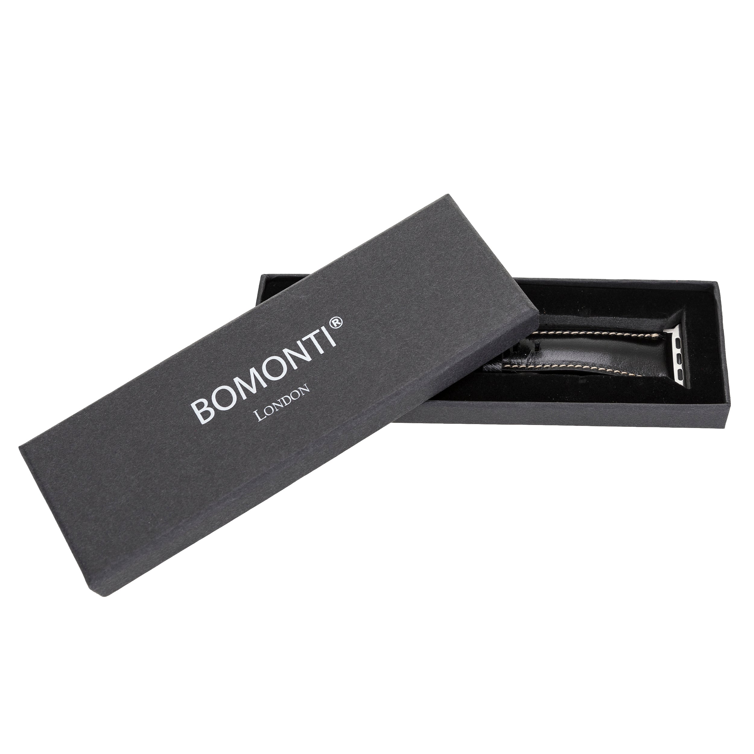 Oxford Black Genuine Leather Apple Watch Band Strap 38mm 40mm 42mm 44mm 45mm for All Series - Bomonti - 7