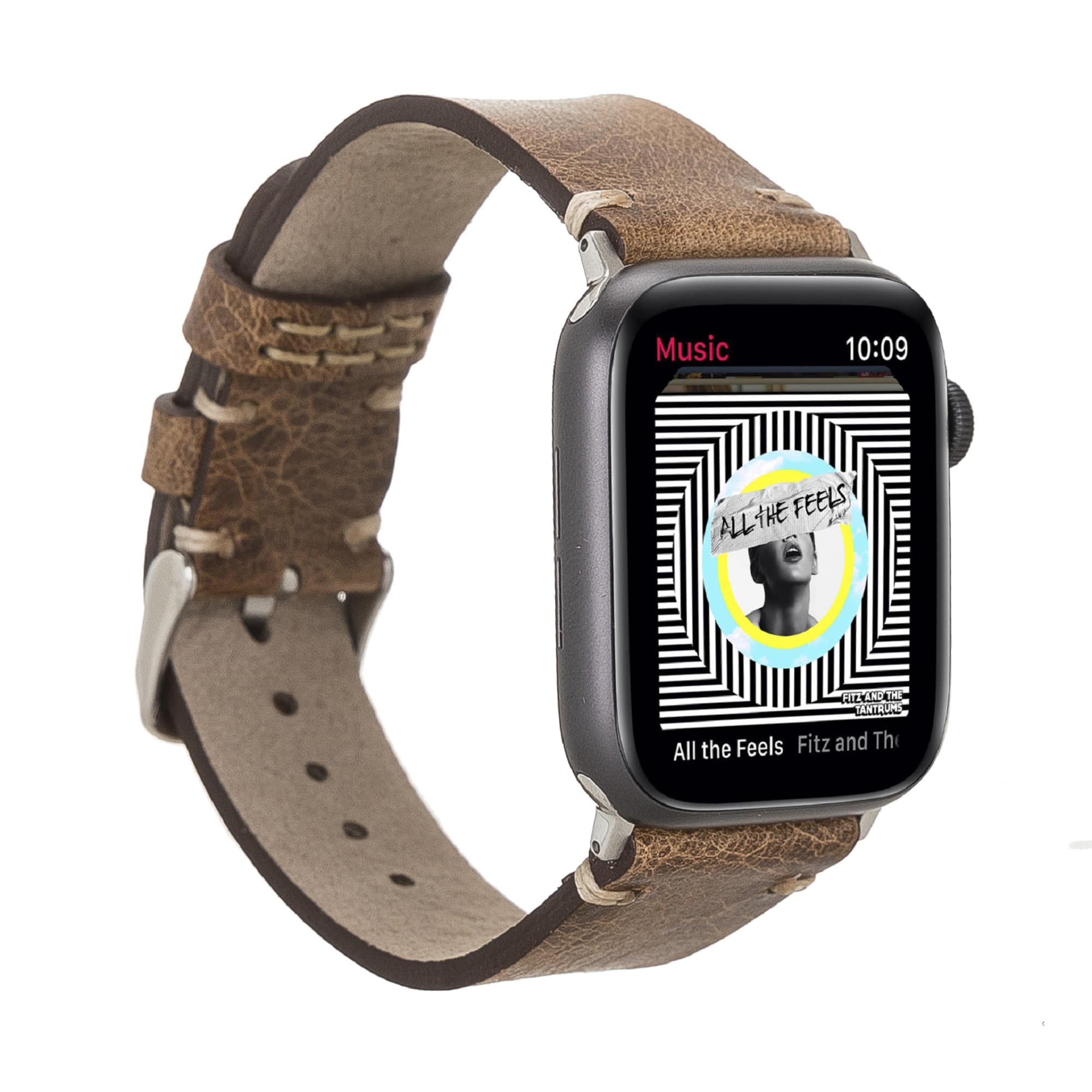 Richmond Classic Brown Genuine Leather Apple Watch Band Strap 38mm 40mm 42mm 44mm 45mm for All Series - Bomonti - 1