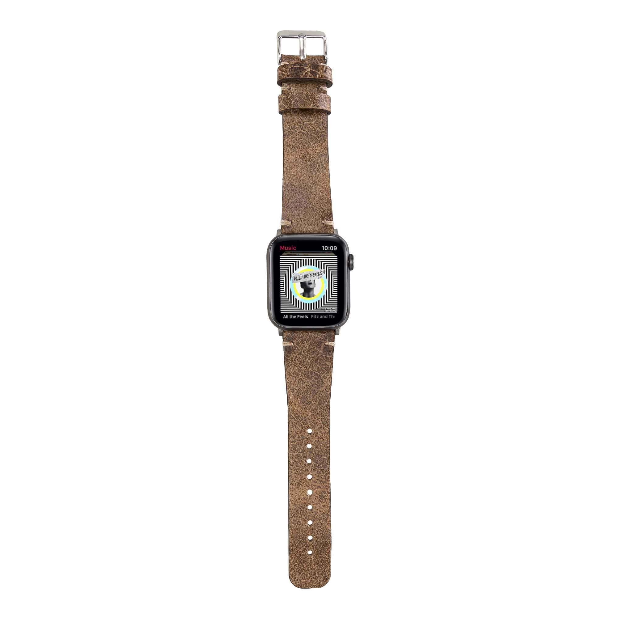 Richmond Classic Brown Genuine Leather Apple Watch Band Strap 38mm 40mm 42mm 44mm 45mm for All Series - Bomonti - 5