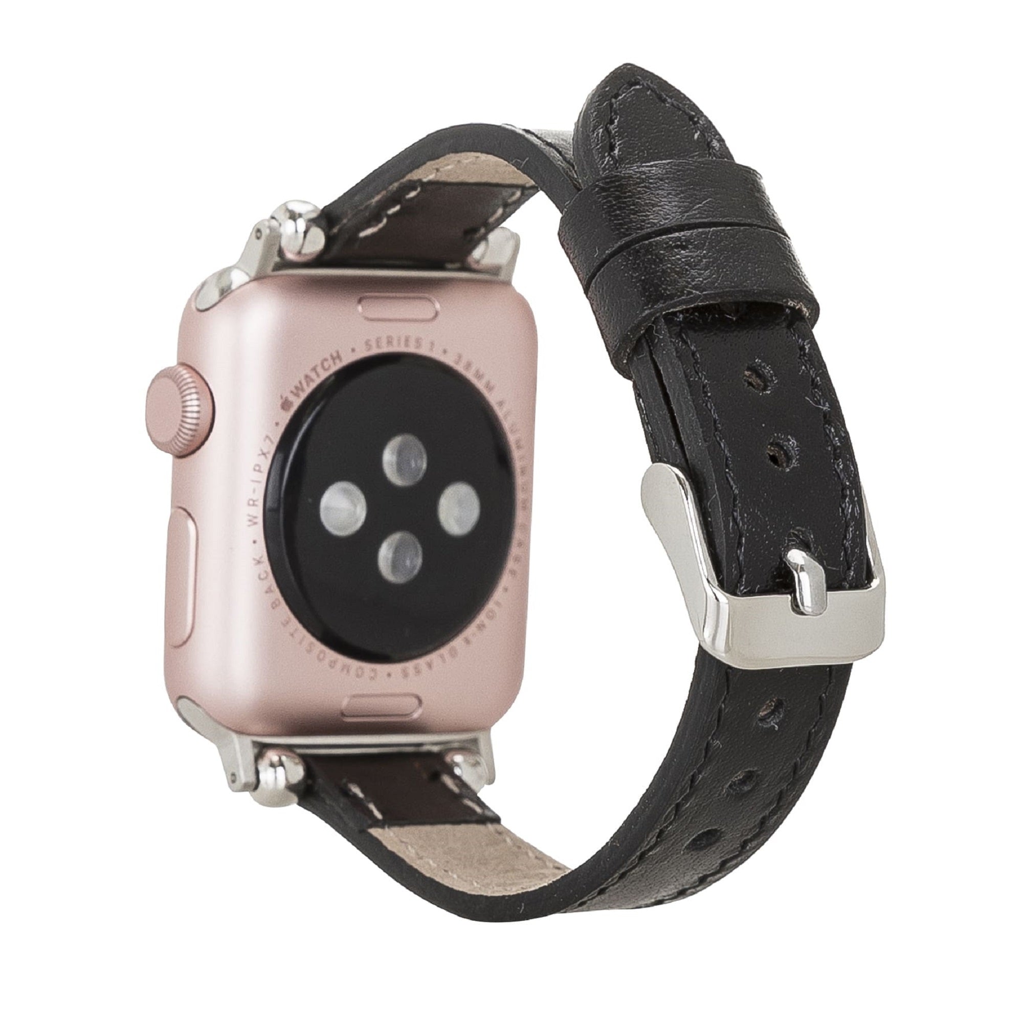 Sussex Black Genuine Leather Apple Watch Band Strap 38mm 40mm 42mm 44mm 45mm for All Series - Bomonti - 2