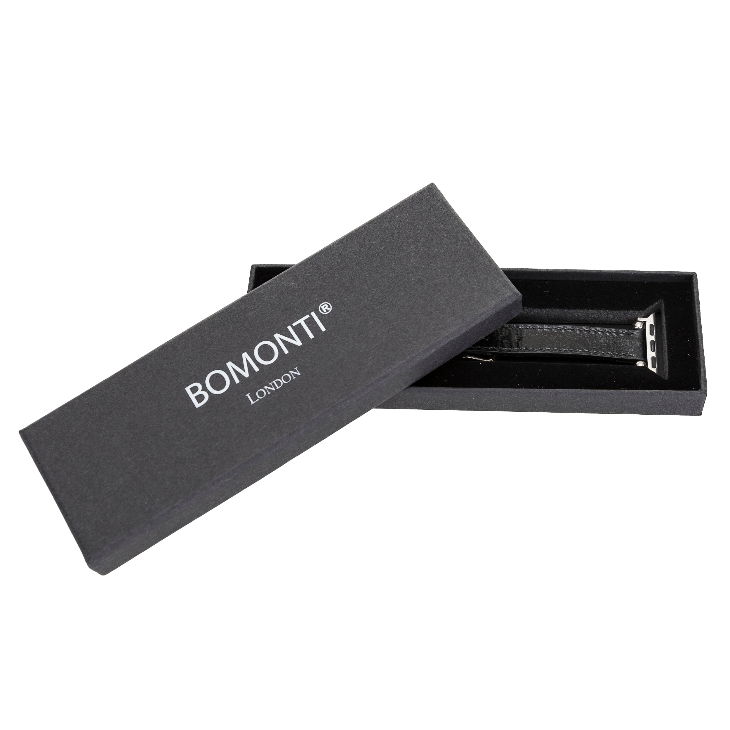 Sussex Black Genuine Leather Apple Watch Band Strap 38mm 40mm 42mm 44mm 45mm for All Series - Bomonti - 7