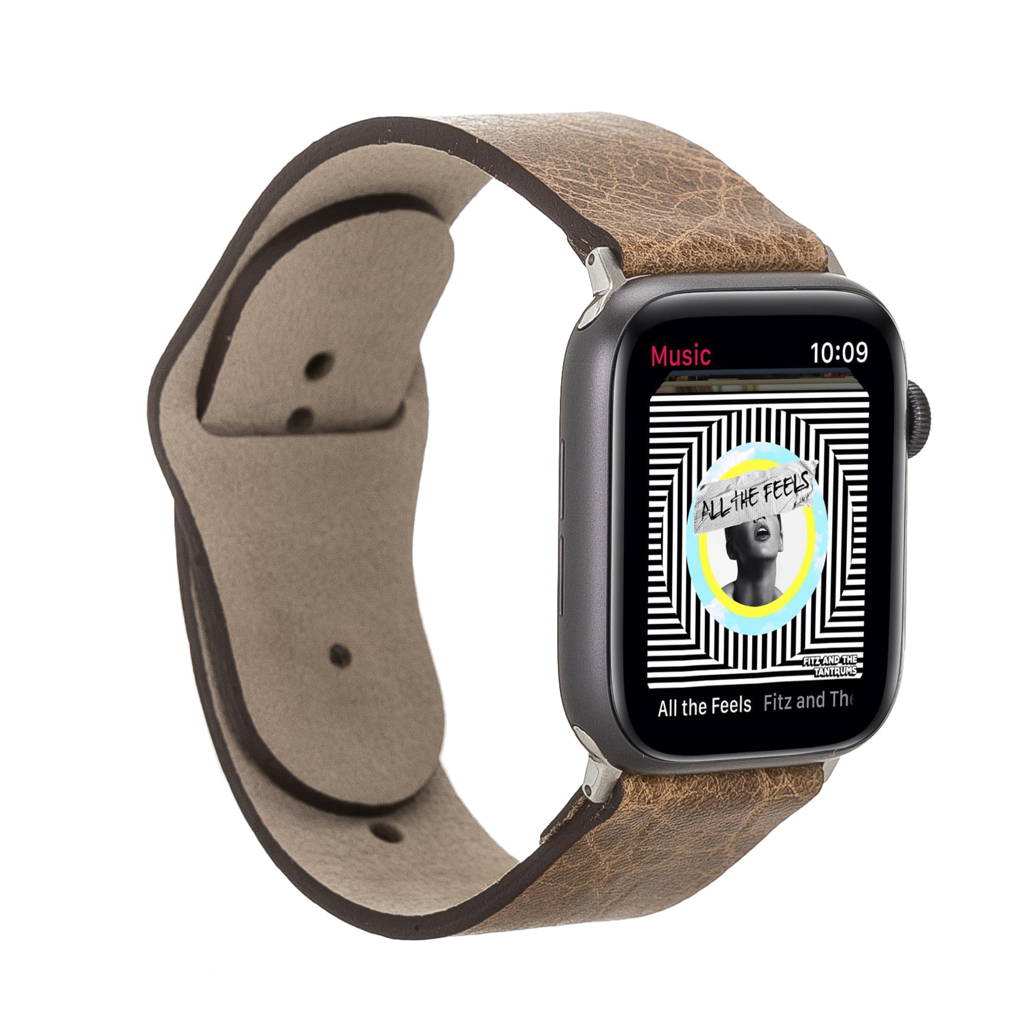 Sutton Classic Brown Genuine Leather Apple Watch Band Strap 38mm 40mm 42mm 44mm 45mm for All Series - Bomonti - 1