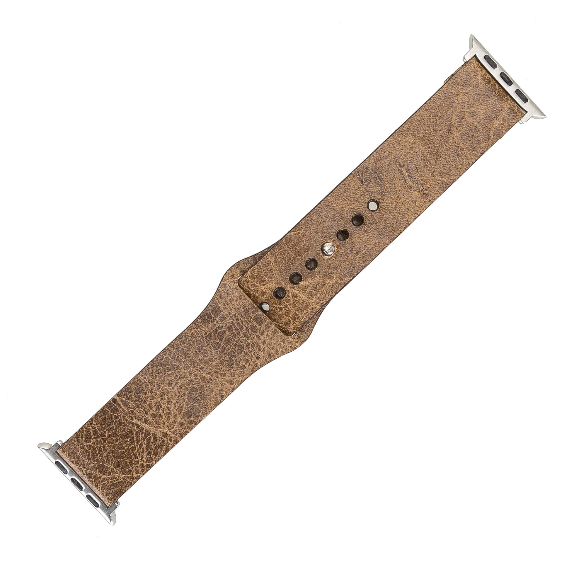 Sutton Classic Brown Genuine Leather Apple Watch Band Strap 38mm 40mm 42mm 44mm 45mm for All Series - Bomonti - 4