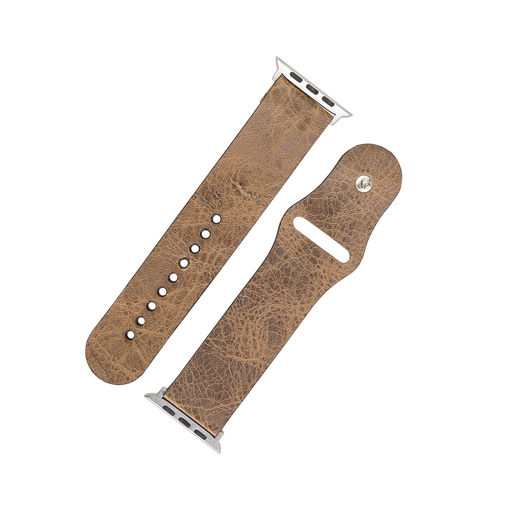 Sutton Classic Brown Genuine Leather Apple Watch Band Strap 38mm 40mm 42mm 44mm 45mm for All Series - Bomonti - 3