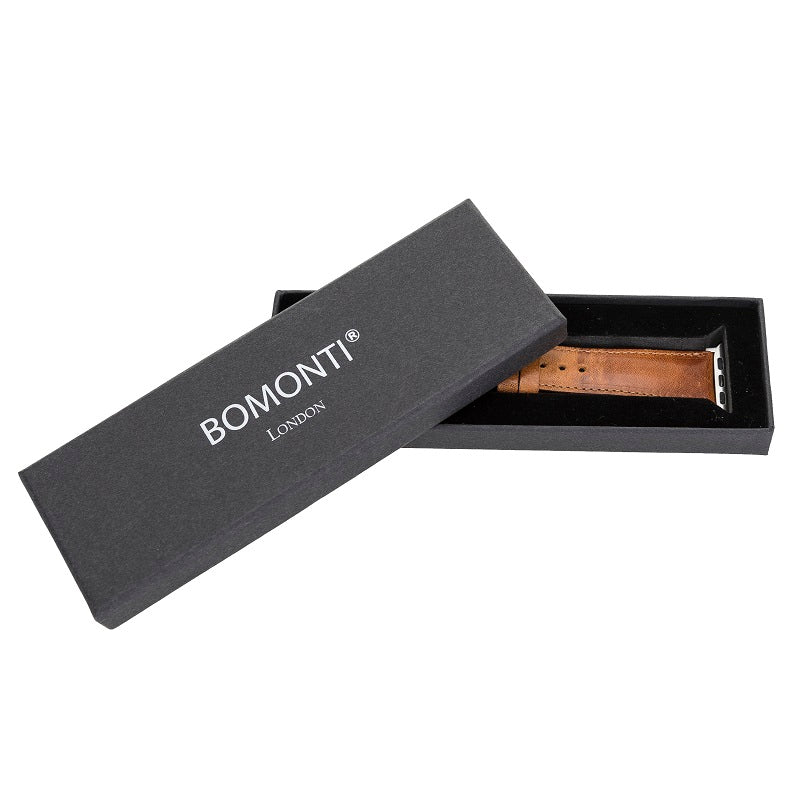 Bristol Elite Brown Leather Apple Watch Band Strap 38mm 40mm 42mm 44mm 45mm for All Series - Bomonti - 7