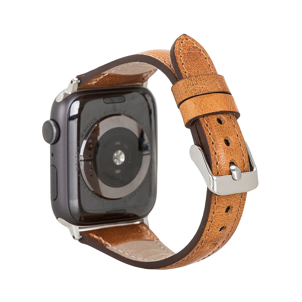 Winchester Elite Brown Genuine Leather Apple Watch Band Strap 38mm 40mm 42mm 44mm 45mm for All Series - Bomonti - 2