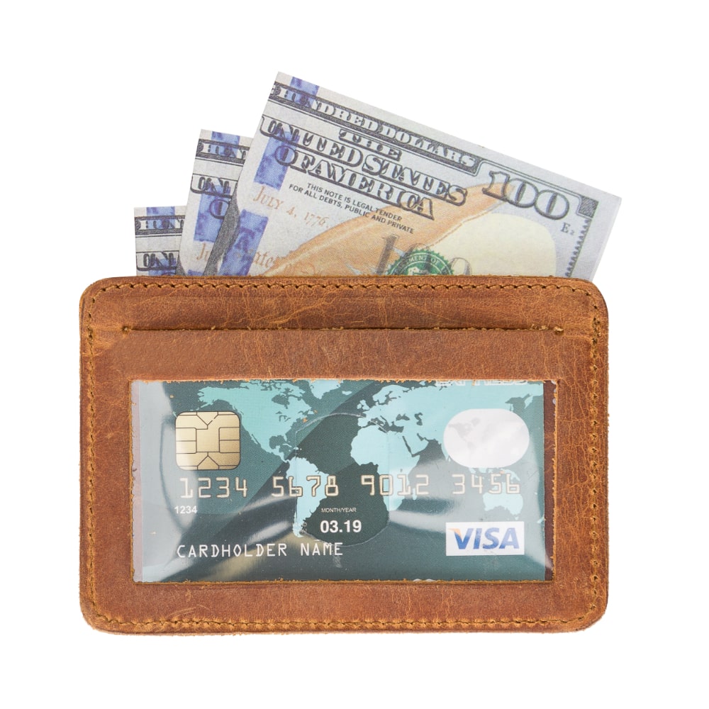 Brown Leather Minimalist Coin Wallet Purse - Bomonti - 6