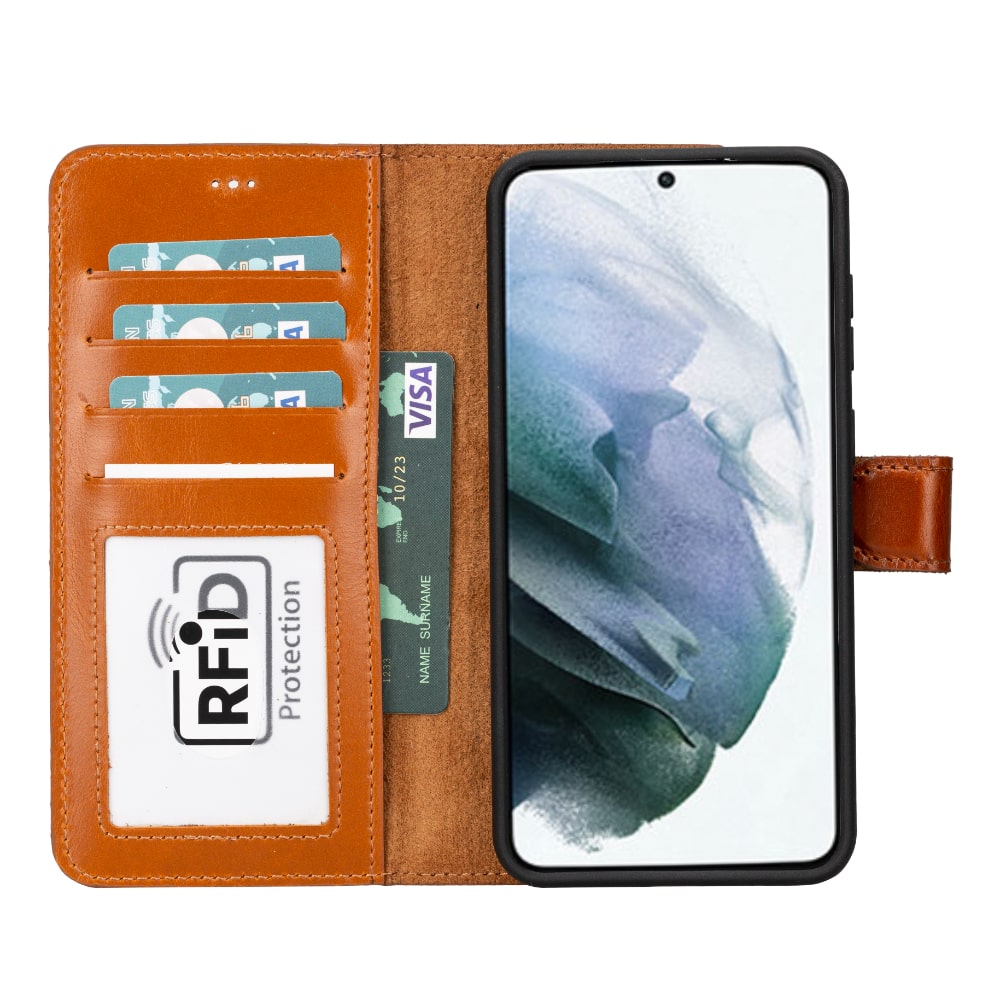 Brown Leather Samsung Galaxy S23 Plus Detachable Wallet Card Holder Cover Case - Bomonti - 2